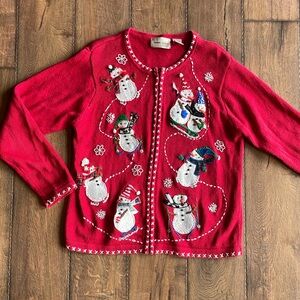 Vintage Snow Man Winter Cardigan